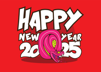 happy new year 2025 with snake zodiac illustration for chinese new year events