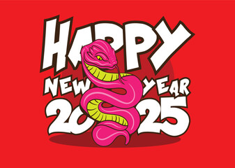 happy new year 2025 with snake zodiac illustration for chinese new year events