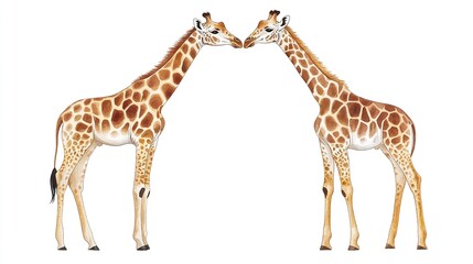 Naklejka premium Couple Giraffe Watercolor Isolated on Transparent Background.