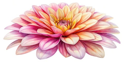 Fototapeta premium Watercolor Flowers Isolated White Background AI Art