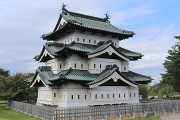 Fototapeta premium Japanese castle, Hirosaki castle, in Aomori, Japan