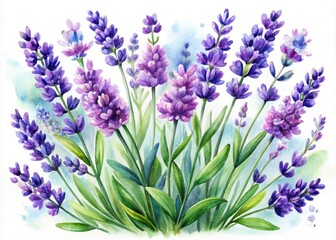 Watercolor Lavender Flowers, Romantic Floral Illustration for Wedding Stationery