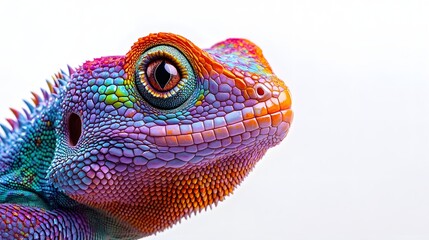 Obraz premium Vibrant Rainbow Lizard Close Up Portrait