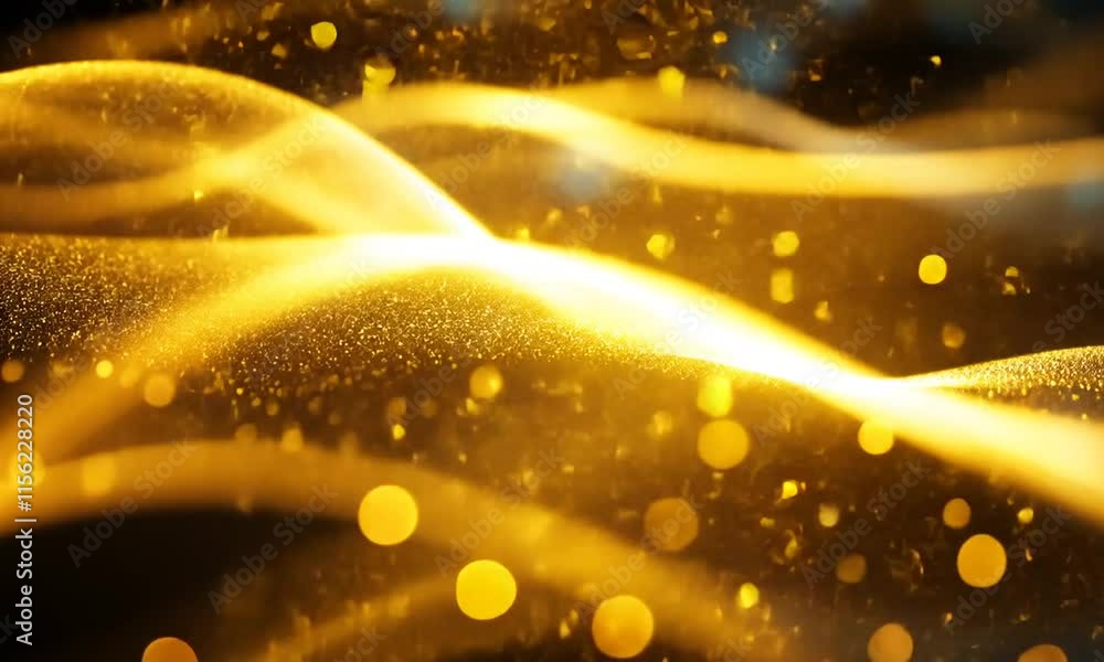 Wall mural a shimmering wave of golden particles creating a magical, ethereal effect.