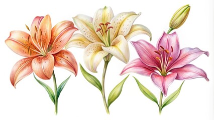 Watercolor Lilies Macro Photography - Holiday & Festival Design