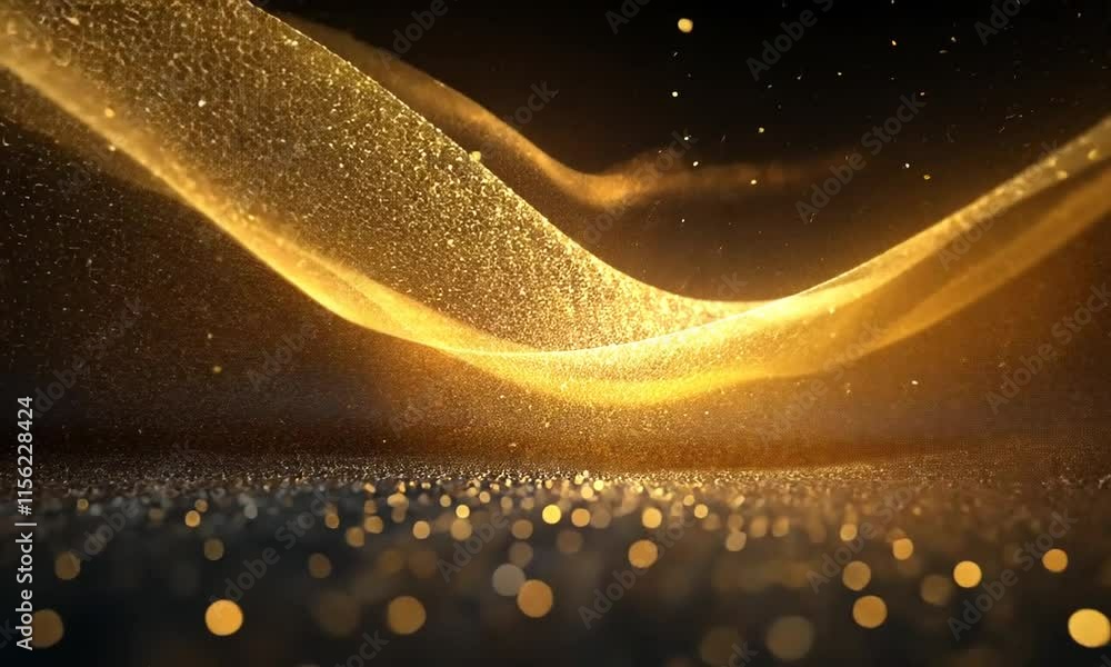 Wall mural a shimmering golden wave of particles creating a magical, ethereal atmosphere.