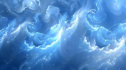 Abstract swirling blue and white fractal pattern resembling clouds or water.