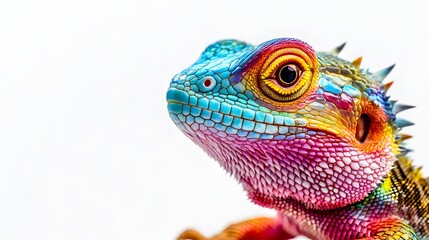 Fototapeta premium Vibrant Rainbow Colored Lizard Portrait Close Up