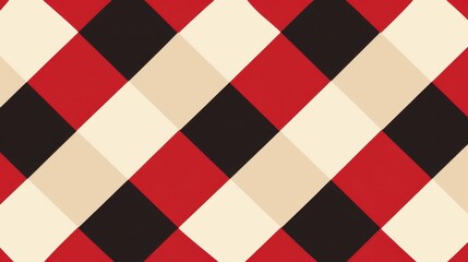 Classic Checkerboard Pattern with Retro Elements: Red, White and Seamless Plaid Vectors