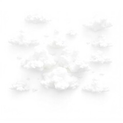 Fluffy White Clouds Isolated on White Background Sky Nature Weather