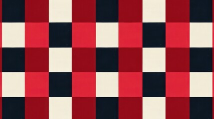 Classic Checkerboard Pattern with Retro Elements: Red, White and Seamless Plaid Vectors