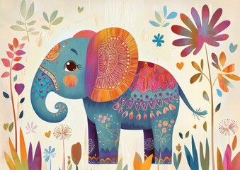 Charming elephant artwork designed for children's literature.