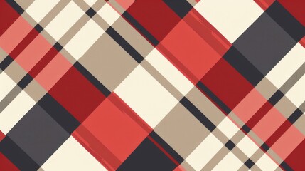 Fototapeta premium Classic Checkerboard Pattern with Retro Elements: Red, White and Seamless Plaid Vectors
