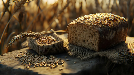 Baking fresh whole grain bread on a rustic farm golden hour food photography natural setting