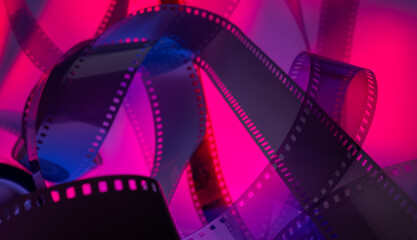 colored background with film strip