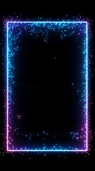 Obraz premium rectangular frame made up of numerous small, glowing circles in shades of blue and purple against dark background