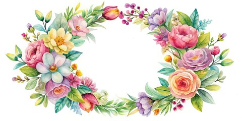 Watercolor Wreath Round Frame Fashion Photography