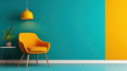Modern Interior Design with Yellow and Teal Colors
