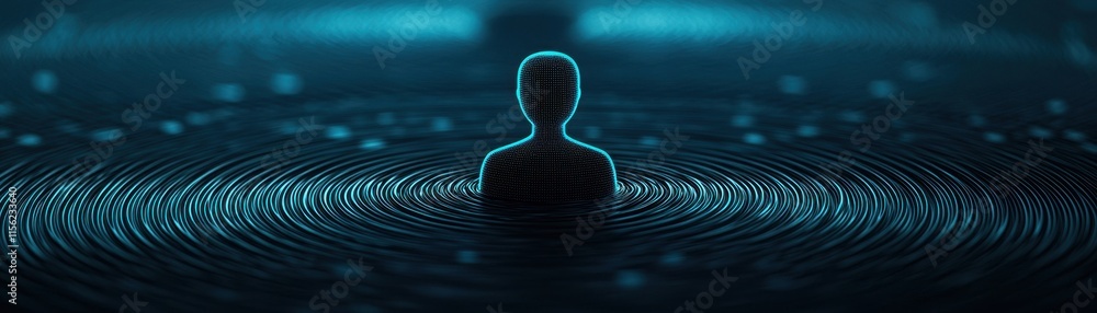 Poster digital persona abstract technology background with glowing user icon