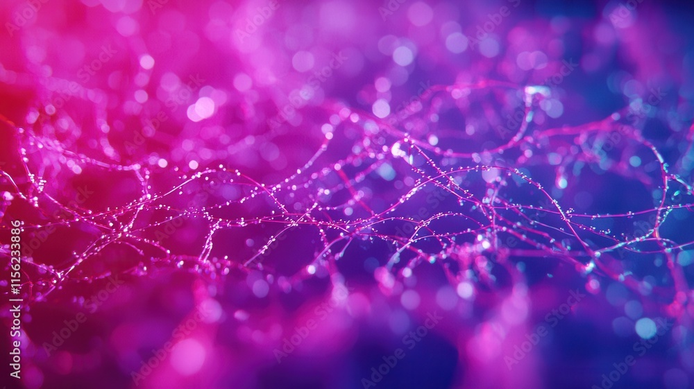 Aufkleber abstract purple network glowing lines shiny texture bokeh background