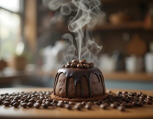 Steaming Chocolate Coffee Cake Dessert Delight