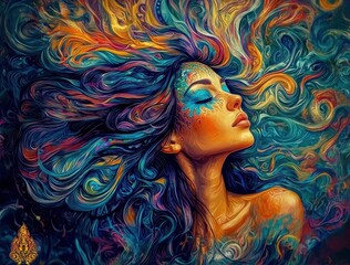 Fototapeta premium Exploring the journey of the mind through colorful aesthetics.