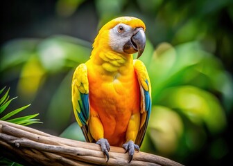 Obraz premium Yellow and White Parrot, Left Position, Copy Space