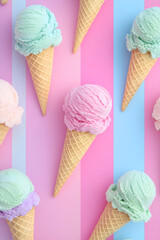 Playful Pastel Ice Cream Delight in Pop Art Paradise