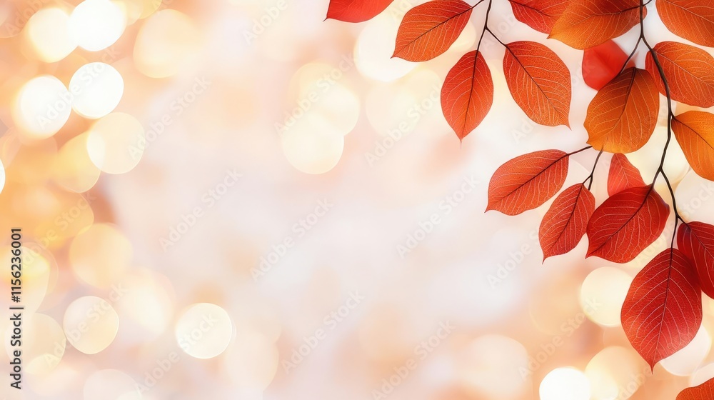 Poster blurred bokeh concept. vibrant autumn leaves with a soft bokeh background, capturing the essence of 