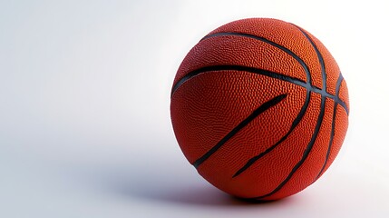 Fototapeta premium A bright orange basketball with textured grooves on a solid white background.
