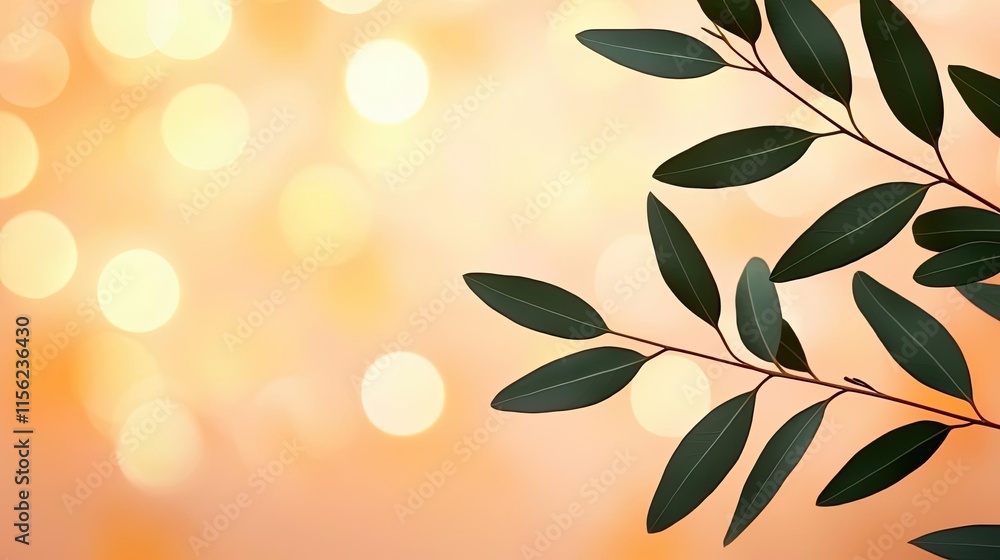 Aufkleber blurred bokeh concept. beautiful green leaves against a soft, warm bokeh background creating a seren