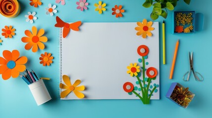 Colorful Paper Crafts Background for Kids