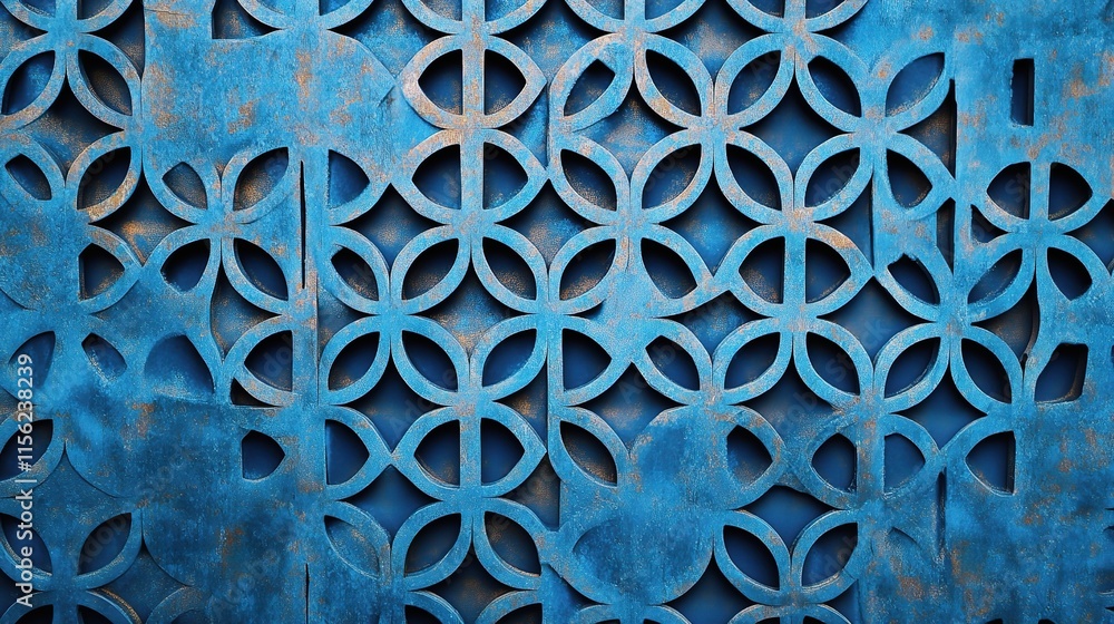 Poster intricate blue metal patterns with unique design elements