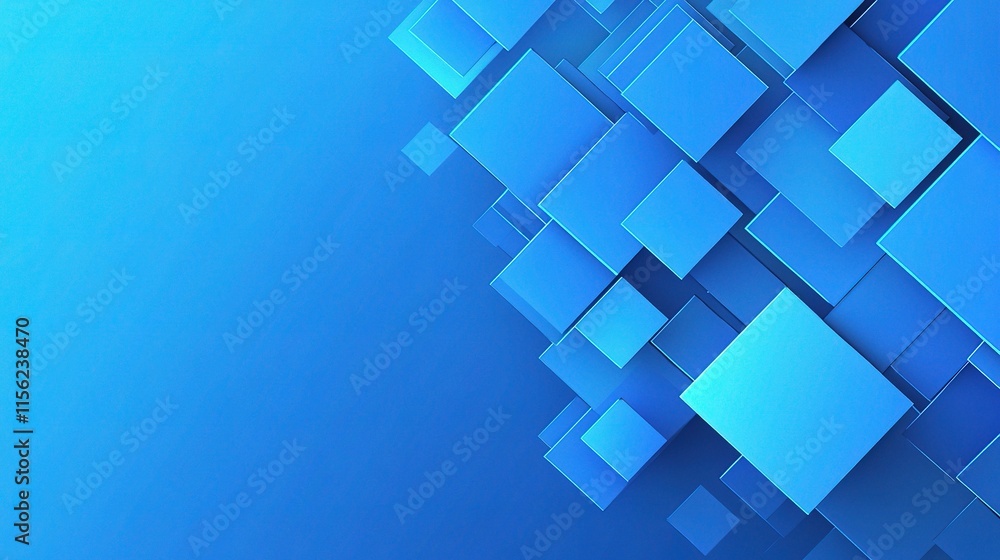 Poster abstract blue squares design background with varying sizes and shapes