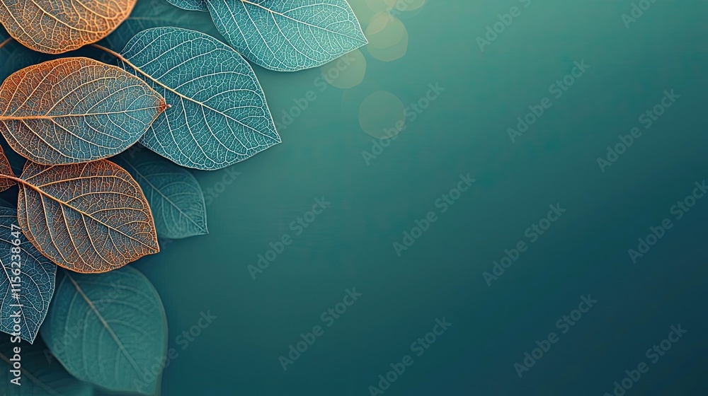 Poster blurred bokeh concept. colorful leaves create a serene and tranquil background with soft lighting.