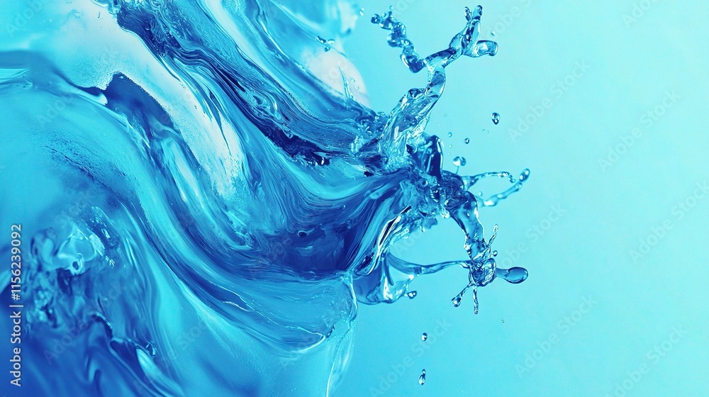 Poster vibrant blue abstract background with dynamic fluid elements