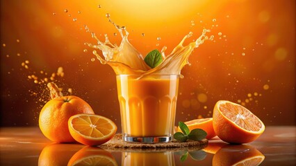 Cool summer sip:  a minimalist photo of fresh orange juice bursting with sunshine.