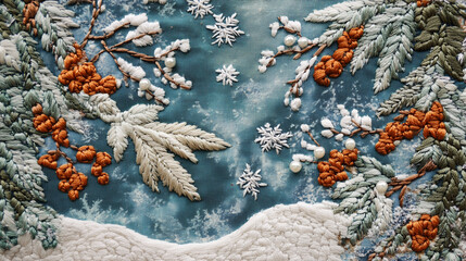 Embroidery Winter Background Wallpaper