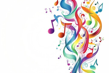 Obraz premium Colorful Musical Notes and Symbols on a White Background