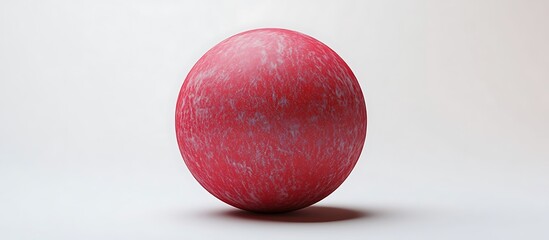 A kickball with a textured red surface on a solid white background.