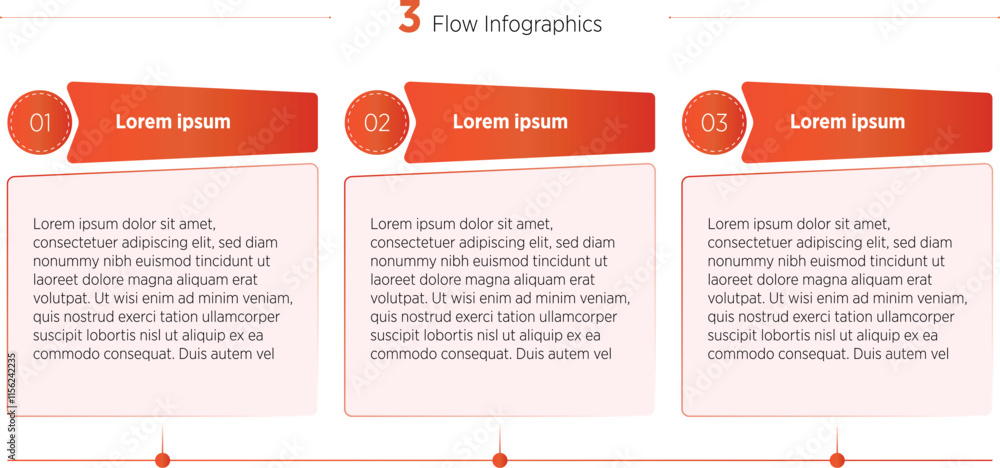 Wall mural horizontal progress bar featuring 3 design infographics elements, symbolizing three stages of busine