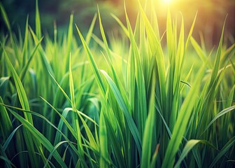 Retro nature photo: vibrant green grass, close-up detail, vintage aesthetic.