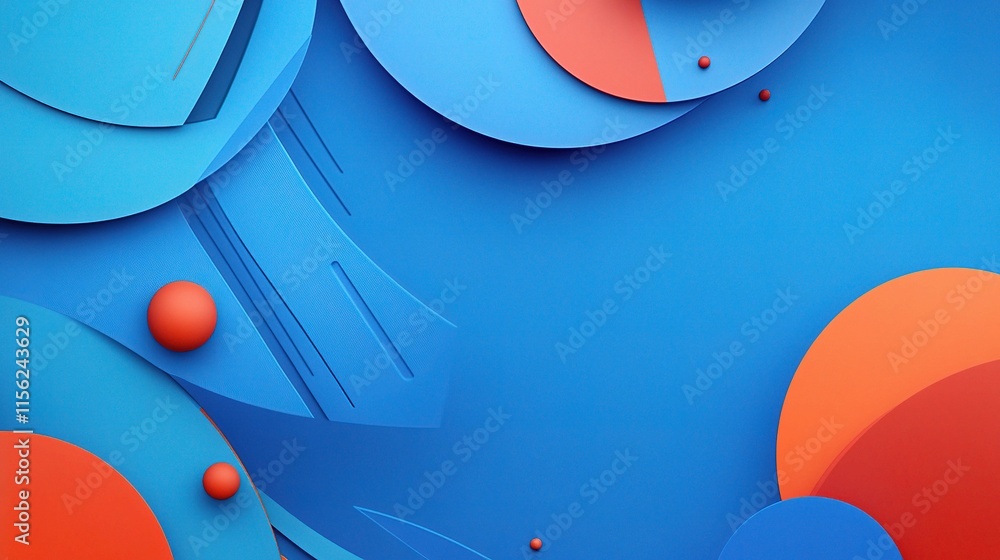 Poster dynamic abstract blue background with vibrant circular elements