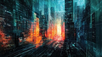 Fototapeta premium Urban Architecture Cityscape Illustration in Futuristic Style