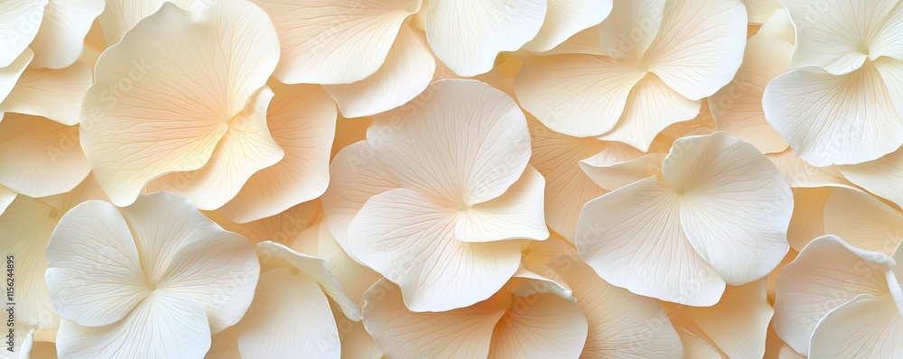 Poster Minimal floral concept. Close-up of delicate white petals creating a soft and elegant background.