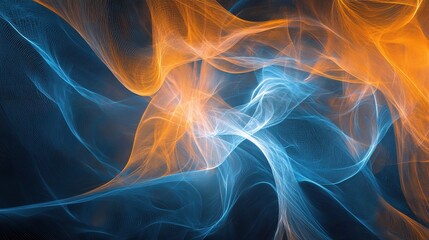 Abstract Dynamic Background with Blue and Orange Flowing Lines