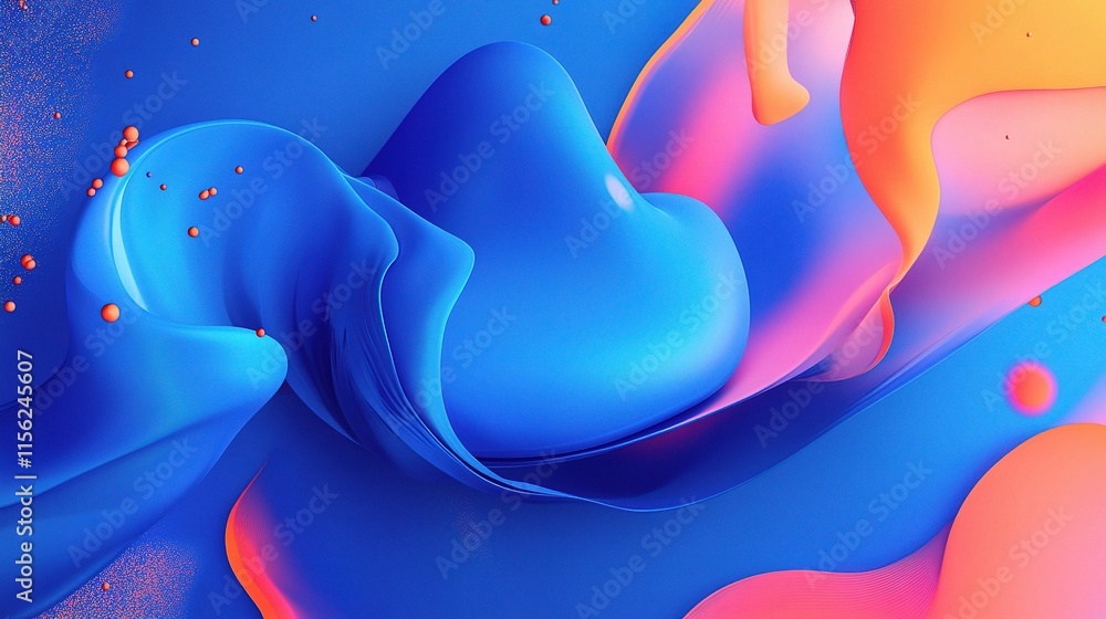 Poster vibrant abstract blue background with dynamic elements and flow