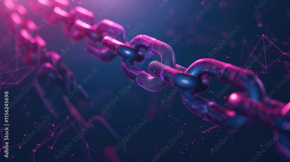 Aufkleber a close-up view of a digital chain representing connectivity and technology.