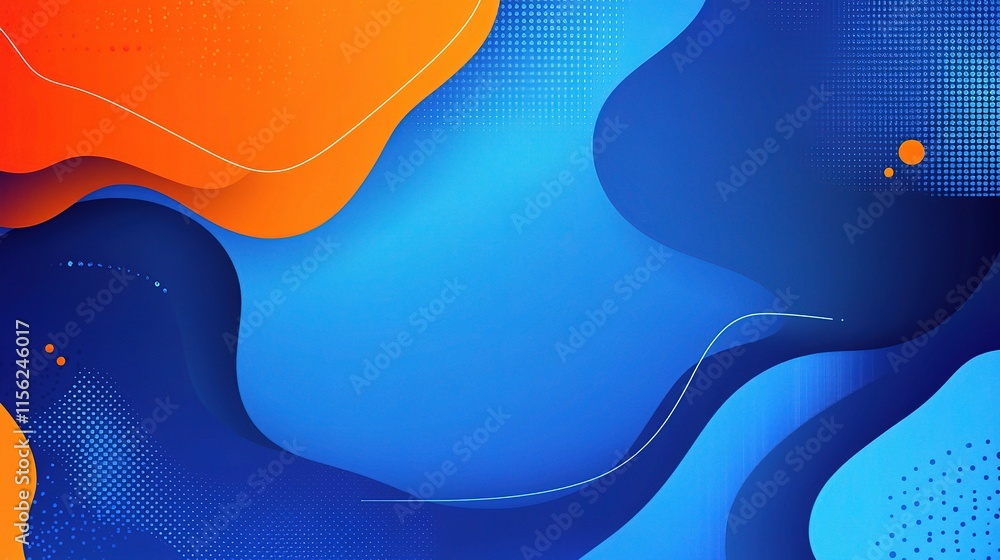 Poster vibrant blue abstract background with dynamic elements and curves