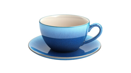 Fototapeta premium Blue coffee or tea cup, transparent background